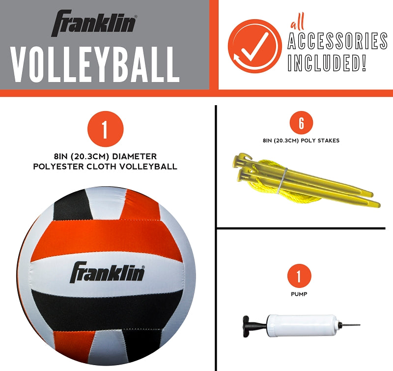 Franklin 52641 Volleyball Set, 20 ft L, 1.5 ft W, Polyester