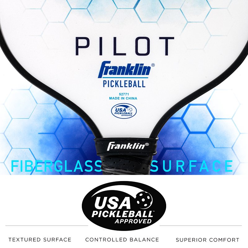 Franklin Sports Pilot Series 52771 Pickle Ball Paddle, Fiberglass/Polypropylene, Blue/White