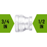 STZ Industries 3/4 in. FIP each X 1/2 in. D FIP Galvanized Malleable Iron Reducing Coupling, Pack of 5