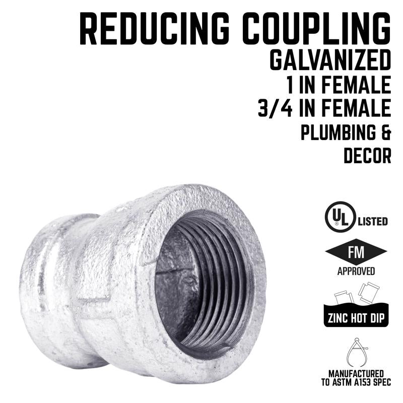 STZ Industries 1 in. FIP each X 3/4 in. D FIP Galvanized Malleable Iron Reducing Coupling, Pack of 5