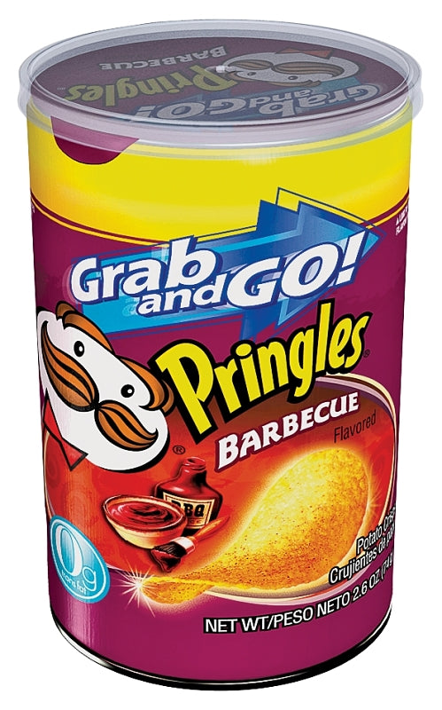 Pringles 675806 Grab and Go Crisp Chips, BBQ Flavor, 2.5 oz Can, Pack of 12