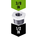 STZ Industries 1/2 in. MIP each X 3/8 in. D FIP Galvanized Malleable Iron Hex Bushing, Pack of 5