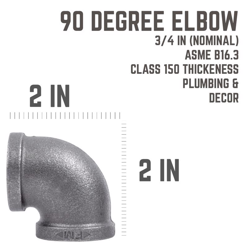 STZ Industries 3/4 in. FIP each X 3/4 in. D FIP Black Malleable Iron 90 Degree Elbow, Pack of 5