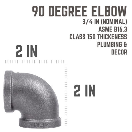 STZ Industries 3/4 in. FIP each X 3/4 in. D FIP Black Malleable Iron 90 Degree Elbow, Pack of 5