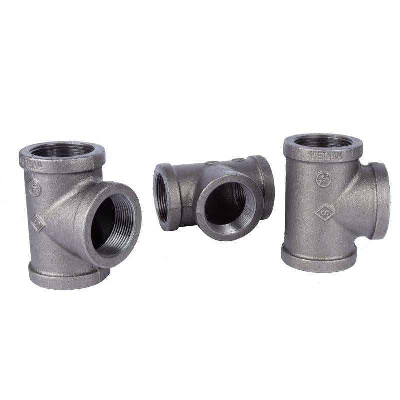 STZ Industries 1/2 in. FIP each X 1/2 in. D FIP 1/2 in. D FIP Black Malleable Iron Tee, Pack of 5