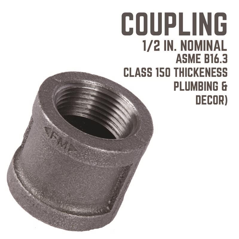 STZ Industries 1/2 in. FIP each X 1/2 in. D FIP Black Malleable Iron Coupling, Pack of 5