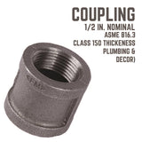 STZ Industries 1/2 in. FIP each X 1/2 in. D FIP Black Malleable Iron Coupling, Pack of 5