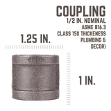 STZ Industries 1/2 in. FIP each X 1/2 in. D FIP Black Malleable Iron Coupling, Pack of 5