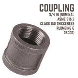 STZ Industries 3/4 in. FIP each X 3/4 in. D FIP Black Malleable Iron Coupling, Pack of 5