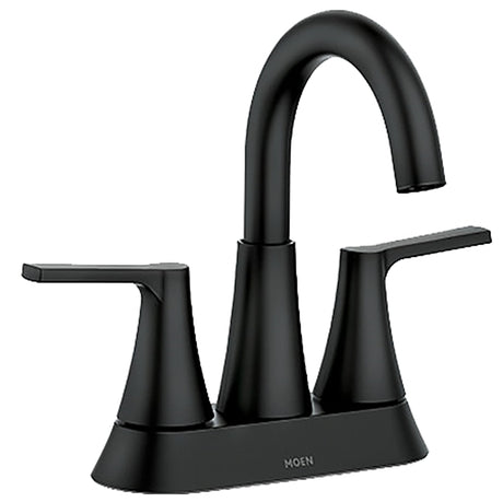 Moen Mikah 84311 Series 84311BL Bathroom Faucet, 1.2 gpm, 2-Handle, 3-Faucet Hole, Metal, Matte Black