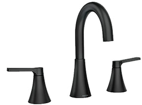 Moen Mikah, 84312 Series 84312BL Bathroom Faucet, 1.2 gpm, 2-Faucet Handle, 3-Faucet Hole, Plastic/Stainless Steel