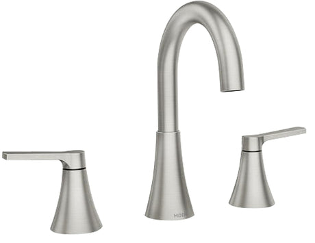 Moen Mikah, 84312 Series 84312SRN Bathroom Faucet, 1.2 gpm, 2-Faucet Handle, 3-Faucet Hole, Plastic/Stainless Steel