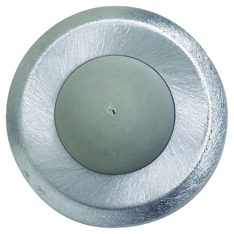 Tell Manufacturing DT100085 Stop and Bumper, Gray, 2-1/2 in Dia Base, 1 in Projection, Iron, Satin Chrome