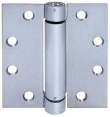 Tell Manufacturing HG100318 Spring Hinge, 4-1/2 in L x 4-1/2 in W, Stainless Steel, Satin, 8-Mounting Hole, Fixed Pin