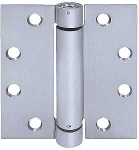 Tell Manufacturing HG100323 Spring Hinge, 3-1/2 in L x 3-1/2 in W, Stainless Steel, Satin, Wall Mounting, Fixed Pin