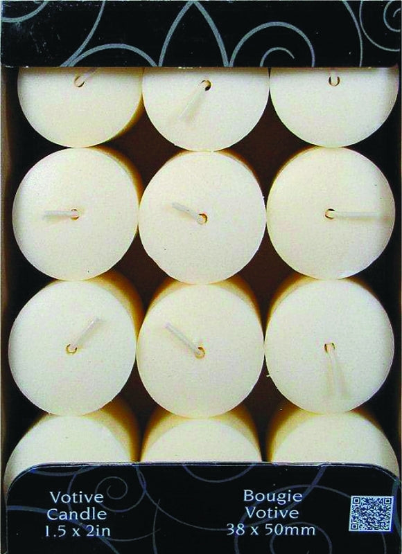 Candle-Lite 1276570 Scented Votive Candle, Creamy Vanilla Swirl Fragrance, Ivory Candle, 10 to 12 hr Burning, Pack of 12