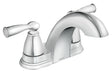 Moen Banbury 84942 Series Centerset Bathroom Faucet, Low Arc Spout, Chrome, 6-1/2 in Plate Size, 4-11/16 in, 1.2 gpm