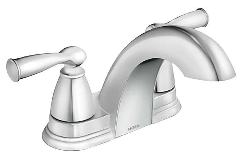 Moen Banbury 84942 Series Centerset Bathroom Faucet, Low Arc Spout, Chrome, 6-1/2 in Plate Size, 4-11/16 in, 1.2 gpm