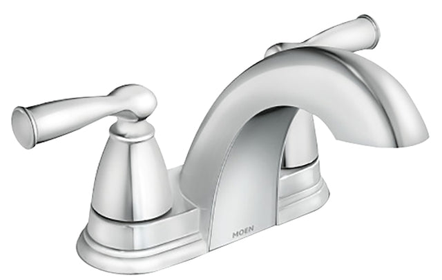 Moen Banbury 84942 Series Centerset Bathroom Faucet, Low Arc Spout, Chrome, 6-1/2 in Plate Size, 4-11/16 in, 1.2 gpm