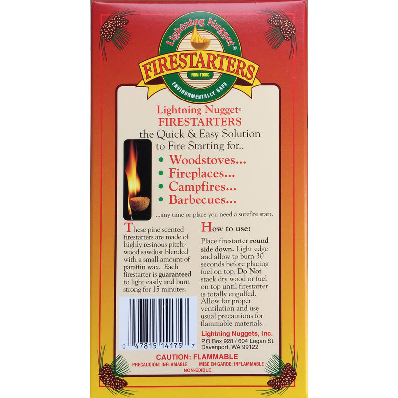 Lightning Nugget Natural Pine Fire Starter 15 min 12 pk, Pack of 20