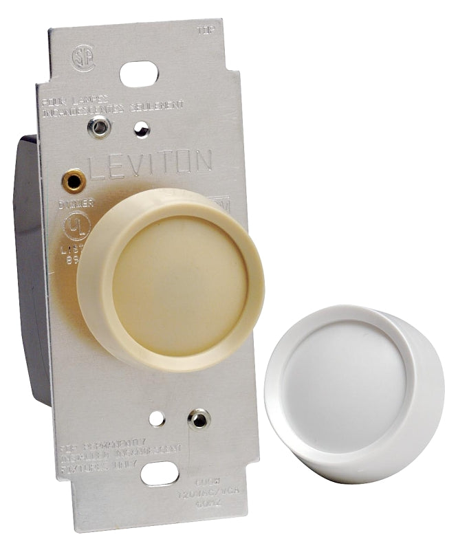 Leviton R00-RNL06-0TW Rotary Dimmer, 120 V, 600 W, CFL, Halogen, Incandescent, LED Lamp, White