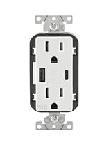 SmartlockPro M72-GFTR1-03W Tamper-Resistant Slim GFCI Outlet with LED Indicator Light, 125 VAC, 15 A, NEMA: NEMA 5-15R
