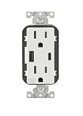 SmartlockPro M72-GFTR1-03W Tamper-Resistant Slim GFCI Outlet with LED Indicator Light, 125 VAC, 15 A, NEMA: NEMA 5-15R