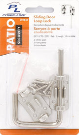 Prime-Line U 9847 Sliding Door Loop Lock, Steel, Nickel-Plated, 1-3/8 to 1-3/4 in Thick Door, Pack of 2