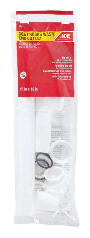 Ace 1-1/2 in. D X 16 in. L Plastic Continuous Waste Outlet