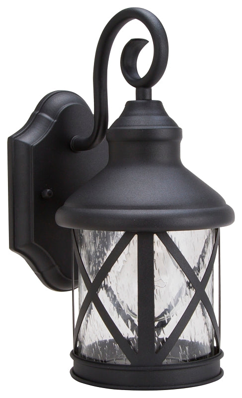 Boston Harbor LT-H01 Single Light Wall Lantern, 60 W, 120 V, CFL, Steel, Black, Black