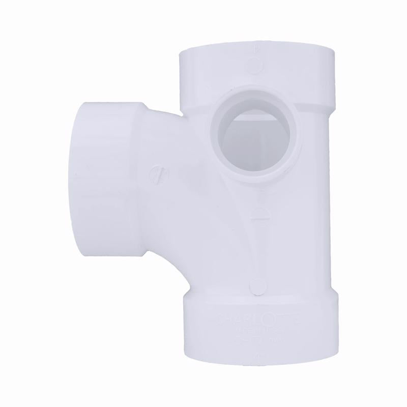 Charlotte Pipe Schedule 40 3 in. Hub X 3 in. D Hub PVC Sanitary Tee 1 pk