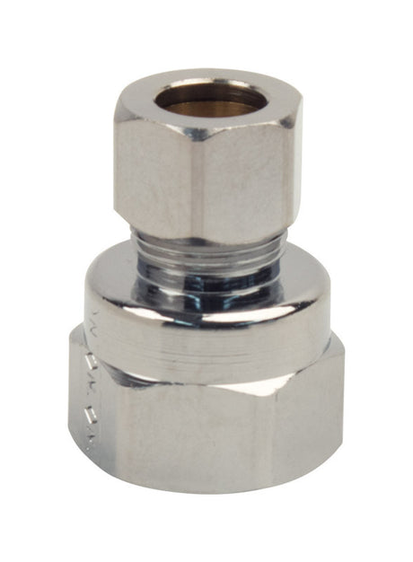 BrassCraft 1/2 in. FIP pc X 3/8 in. D Compression Chrome Plated Brass Adapter