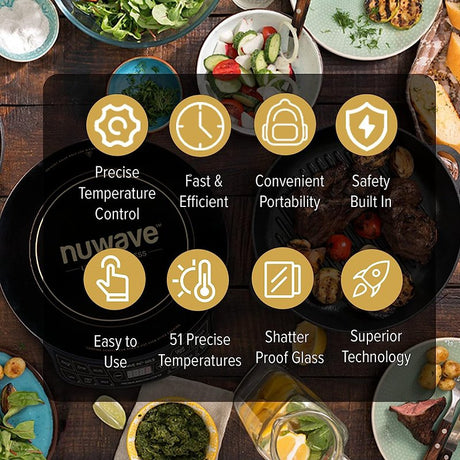 Nuwave 30242 Induction Cooktop with Ceramic Fry Pan, 1300 W, Ceramic, Black