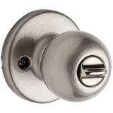 Kwikset 400P 15 6AL RCS Entry Knob, Ball, Polo, Satin Nickel, Zinc, KW1 Keyway, Re-Key Technology: Smartkey, 3 Grade