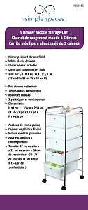 Simple Spaces G005-CH Storage Cart, 13 in OAW, 38-1/4 in OAH, 15-3/8 in OAL, 5-Shelf, White Shelf