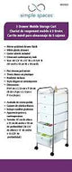 Simple Spaces G005-CH Storage Cart, 13 in OAW, 38-1/4 in OAH, 15-3/8 in OAL, 5-Shelf, White Shelf