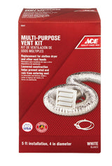 Ace 4 in. W X 4 in. L White Plastic Dryer Vent Kit