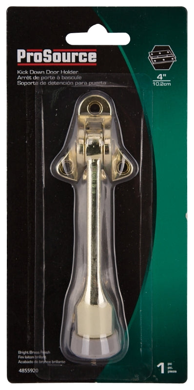 ProSource CL-230BB-PS Door Holder, 5-3/8 in L, 1-5/8 in W, 2 in H, Attaches to Door Mounting, Rubber/Zinc, Brass
