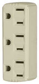 Eaton Wiring Devices 1147V-BOX Outlet Adapter, 2-Pole, 15 A, 125 V, 3-Outlet, NEMA: NEMA 5-15R, Ivory