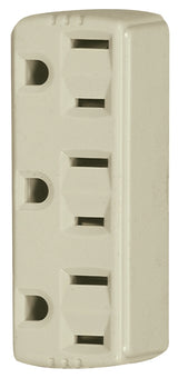 Eaton Wiring Devices 1147V-BOX Outlet Adapter, 2-Pole, 15 A, 125 V, 3-Outlet, NEMA: NEMA 5-15R, Ivory