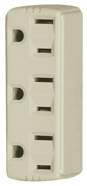 Eaton Wiring Devices 1147V-BOX Outlet Adapter, 2-Pole, 15 A, 125 V, 3-Outlet, NEMA: NEMA 5-15R, Ivory