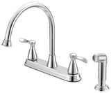 Boston Harbor F8210001CP Kitchen Faucet, 1.8 gpm, 4-Faucet Hole, Metal/Plastic, Chrome, Deck, 8 in Faucet Centers