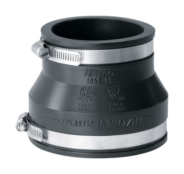 Fernco Schedule 40 4 in. Hub X 3 in. D Hub PVC Flexible Coupling 1 pk