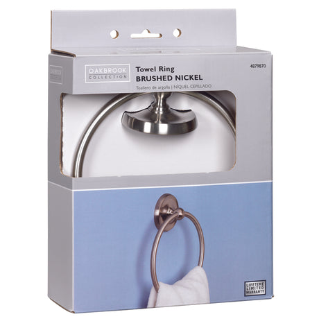 OakBrook Brushed Nickel Towel Ring Zinc