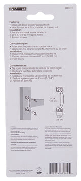 ProSource 20911PKB-PS Door Pull, 1-1/2 in W, 5-3/4 in D, 1-3/8 in H, Steel, Black