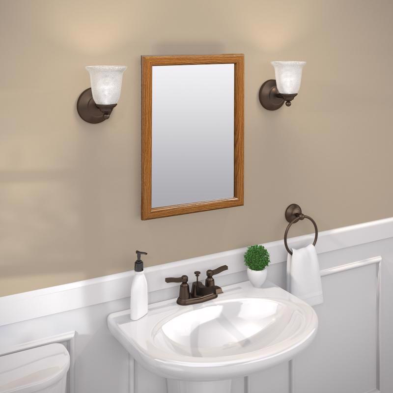 Zenith K268 Medicine Cabinet, 15-13/16 in OAW, 5-1/8 in OAD, 21-13/16 in OAH, Plastic, Oak, 2-Shelf