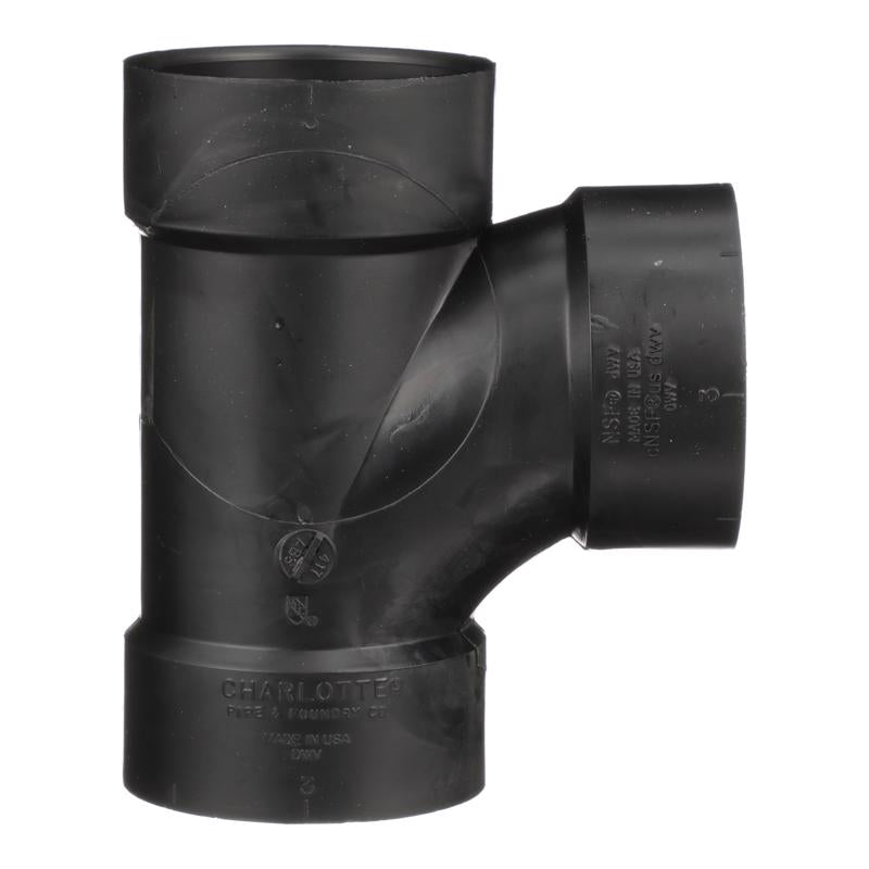Charlotte Pipe 3 in. Hub X 3 in. D Hub ABS Sanitary Tee