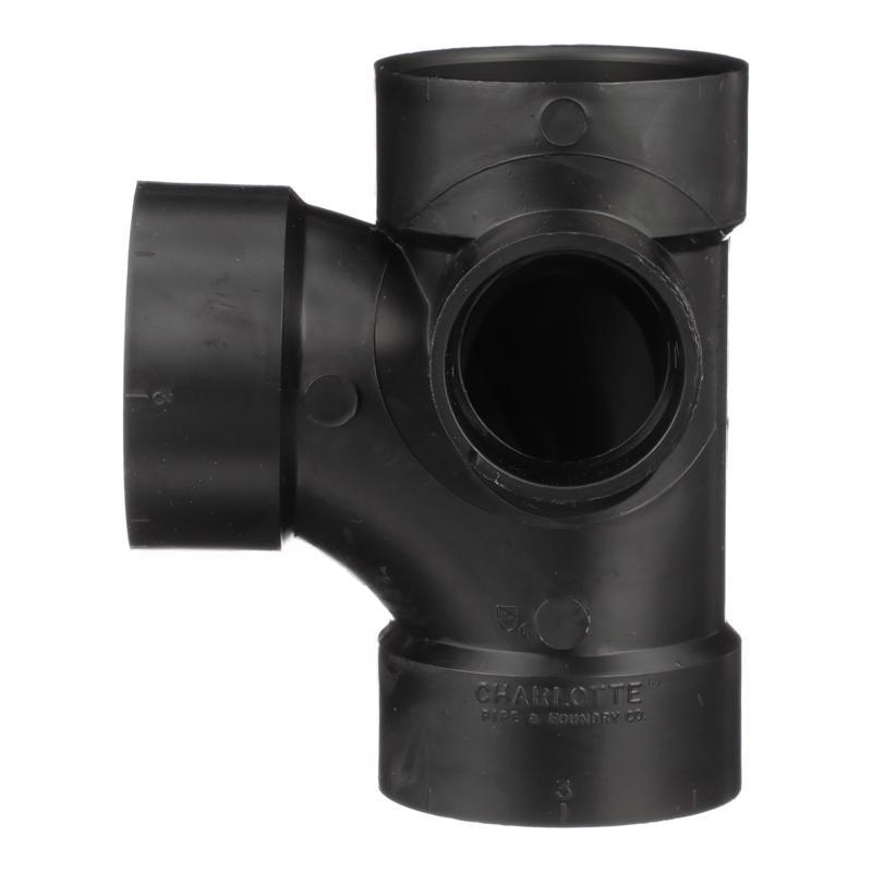 Charlotte Pipe 3 in. Hub X 3 in. D Hub ABS Sanitary Tee
