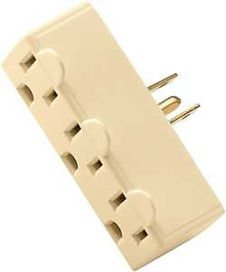 Eaton Wiring Devices BP1147V Outlet Adapter, 2-Pole, 15 A, 125 V, 3-Outlet, Ivory, NEMA: NEMA 5-15R