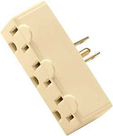 Eaton Wiring Devices BP1147V Outlet Adapter, 2-Pole, 15 A, 125 V, 3-Outlet, Ivory, NEMA: NEMA 5-15R